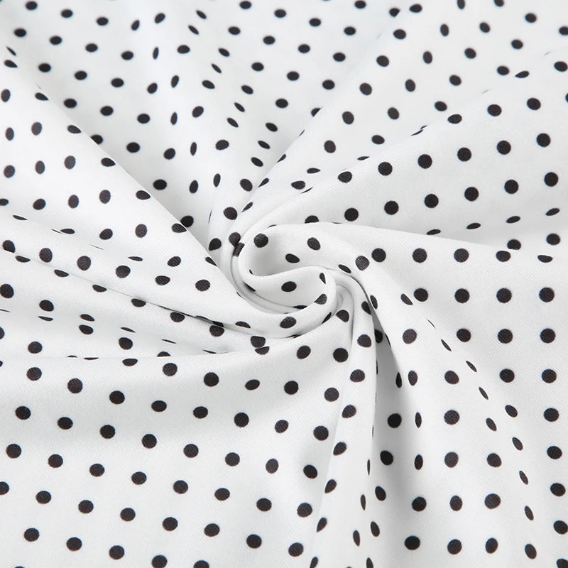 Sleeveless Short Dot Print Women Dresses Slim Fit Elegant Simple Office Lady Trendy Clothes