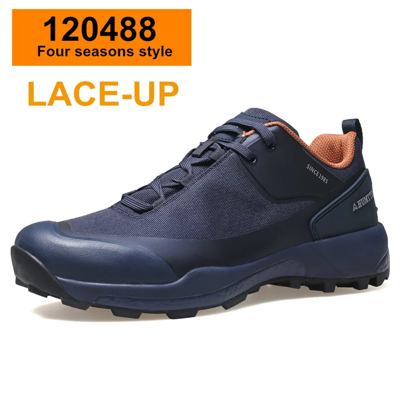 HUMTTO Waterproof Hiking Shoes Mountain Trekking Boots Black Camping Sneakers for Men Safety Climbing Sport Tactical Mens Shoes