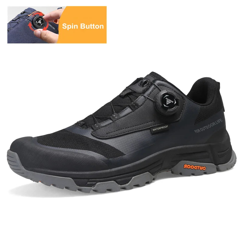 HUMTTO Waterproof Hiking Shoes Mountain Trekking Boots Black Camping Sneakers for Men Safety Climbing Sport Tactical Mens Shoes