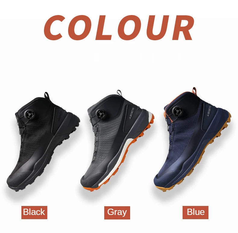 HUMTTO Waterproof Hiking Shoes Mountain Trekking Boots Black Camping Sneakers for Men Safety Climbing Sport Tactical Mens Shoes