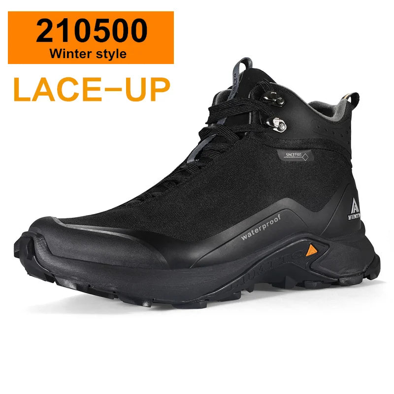 HUMTTO Waterproof Hiking Shoes Mountain Trekking Boots Black Camping Sneakers for Men Safety Climbing Sport Tactical Mens Shoes