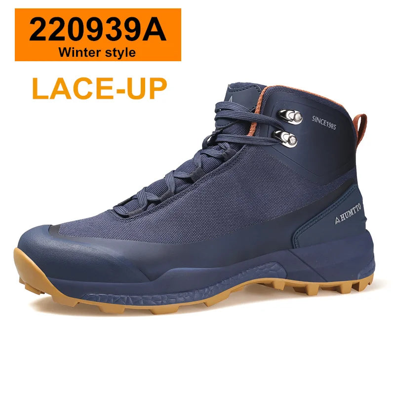 HUMTTO Waterproof Hiking Shoes Mountain Trekking Boots Black Camping Sneakers for Men Safety Climbing Sport Tactical Mens Shoes