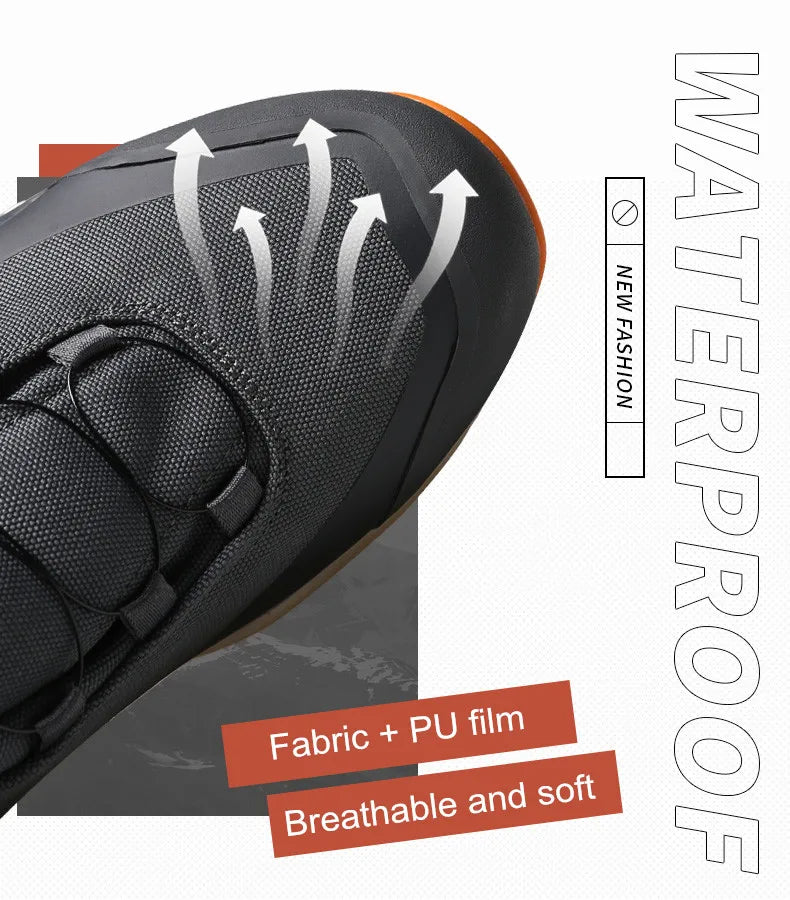 HUMTTO Waterproof Hiking Shoes Mountain Trekking Boots Black Camping Sneakers for Men Safety Climbing Sport Tactical Mens Shoes