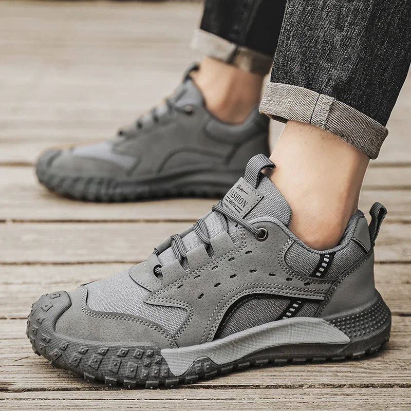 Outdoor Mens Walking Sneakers Men Casual Shoes Wear-resistant Men Hiking Trekking Shoes Suede Sport Shoes Lightweight Work Shoes
