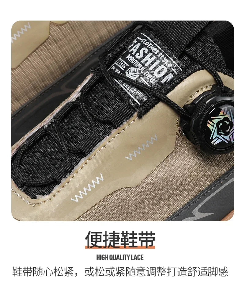 2025 New Mens Shoes Autumn Breathable Button Rotating Mesh Sports Outdoor Sports Leisure Running Hiking Shoes