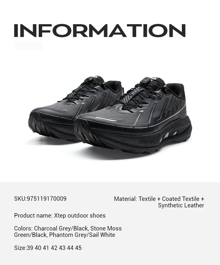 Xtep Kunlun 2.0 Men's Hiking shoes 2025 Spring Non-slip Wear-resistant Wrapping Shock-absorbing Outdoor Sport Shoes 975119170009