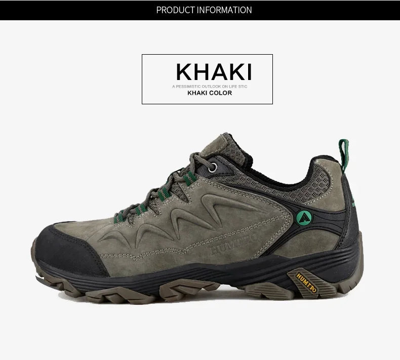 HUMTTO Genuine Leather Men's Sports Shoes Non-slip Hiking Shoes Winter Outdoor Safety Sneakers Breathable Trekking Boots for Men