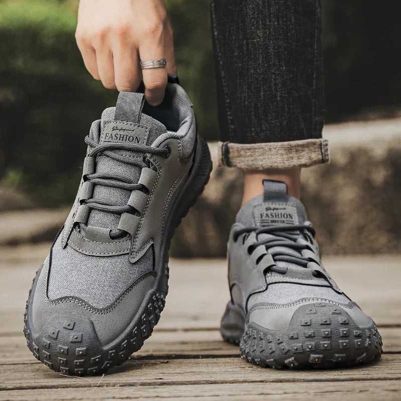 Outdoor Mens Walking Sneakers Men Casual Shoes Wear-resistant Men Hiking Trekking Shoes Suede Sport Shoes Lightweight Work Shoes
