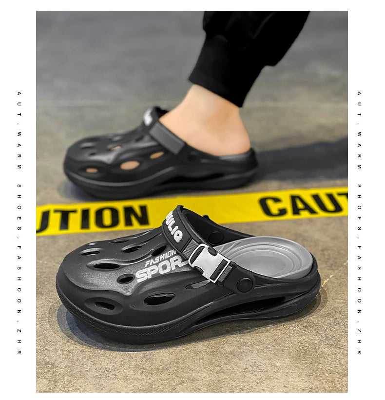 A Pair of Men's New Clogs, Summer New Wear-Resistant Non-Slip Sports Beach Shoes for Outer Wear, Driving Soft Soles, Comfortable Men's Shoes