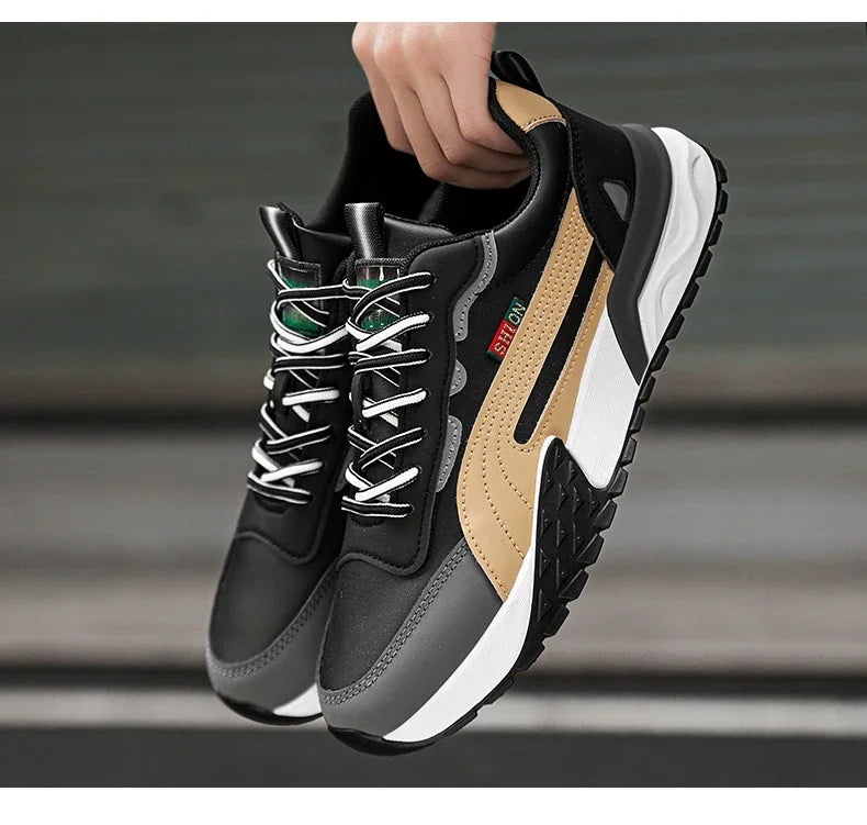 Mens Casual Sneakers Comfortable Soft Bottom Male Trainers Fashion Classic Non-slip Lace-up Tennis Shoes Sport Shoes Man Leather