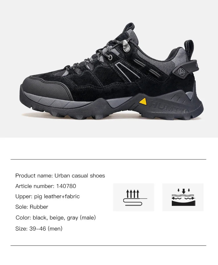 HUMTTO Non-slip Hiking Shoes for Men Genuine Leather Winter Men's Sports Shoes Outdoor Safety Sneakers Breathable Trekking Boots