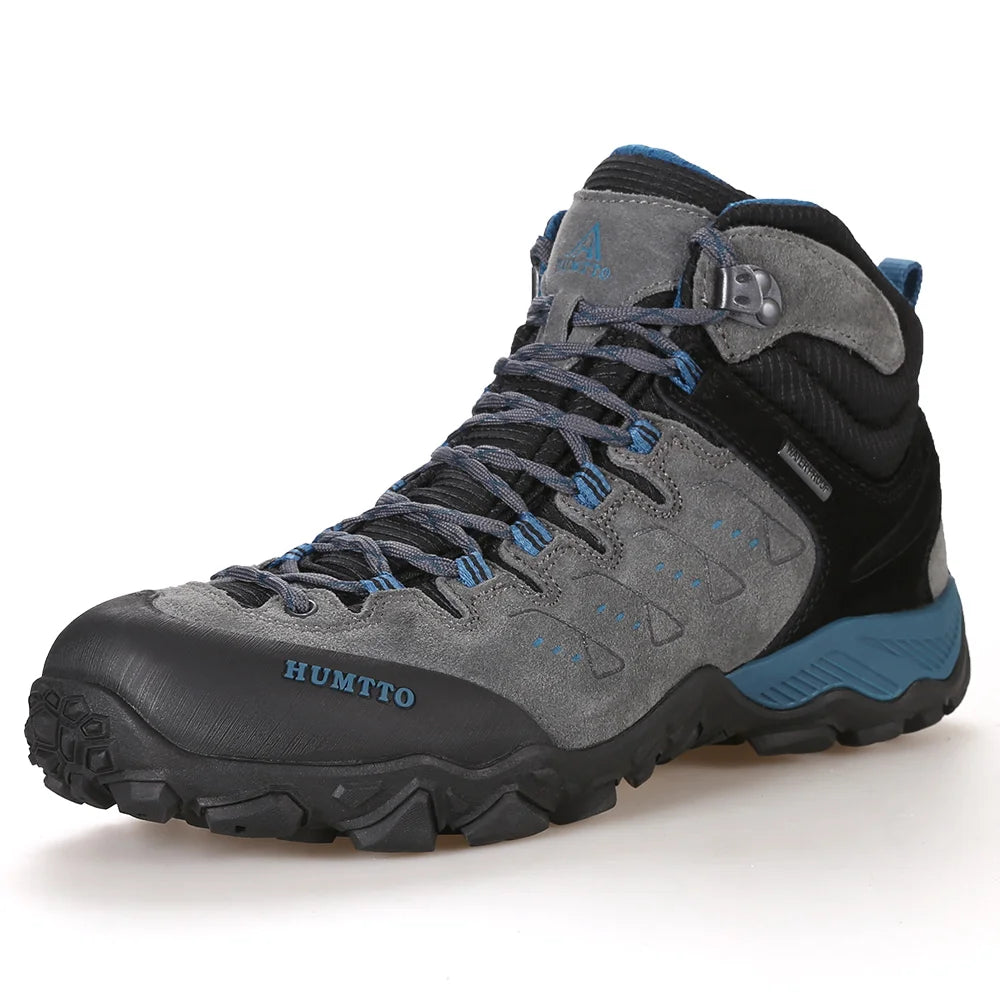 HUMTTO Genuine Leather Men's Sports Shoes Non-slip Hiking Shoes Winter Outdoor Safety Sneakers Breathable Trekking Boots for Men