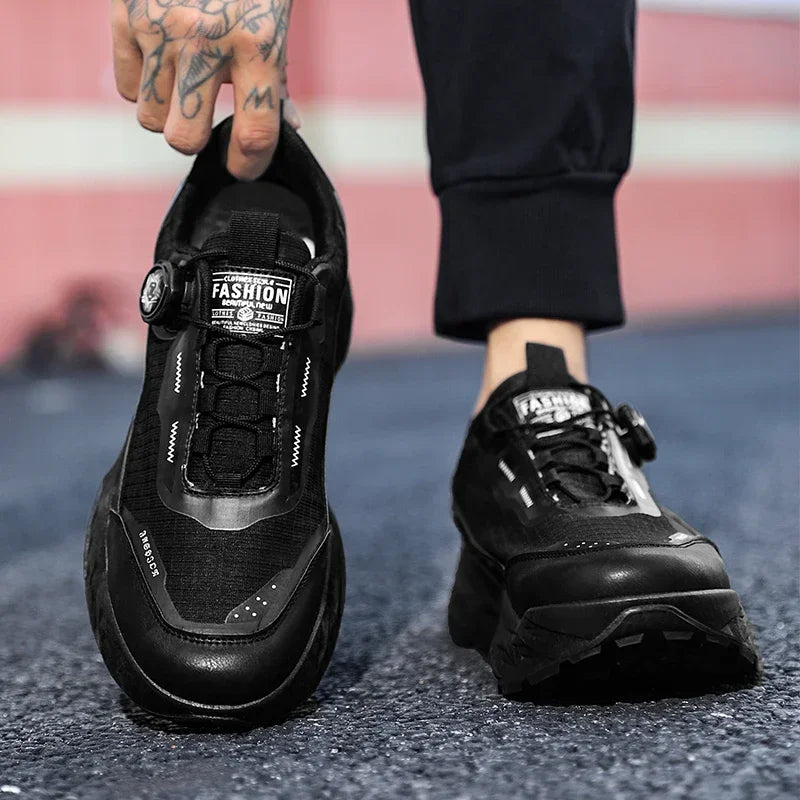 2025 New Mens Shoes Autumn Breathable Button Rotating Mesh Sports Outdoor Sports Leisure Running Hiking Shoes