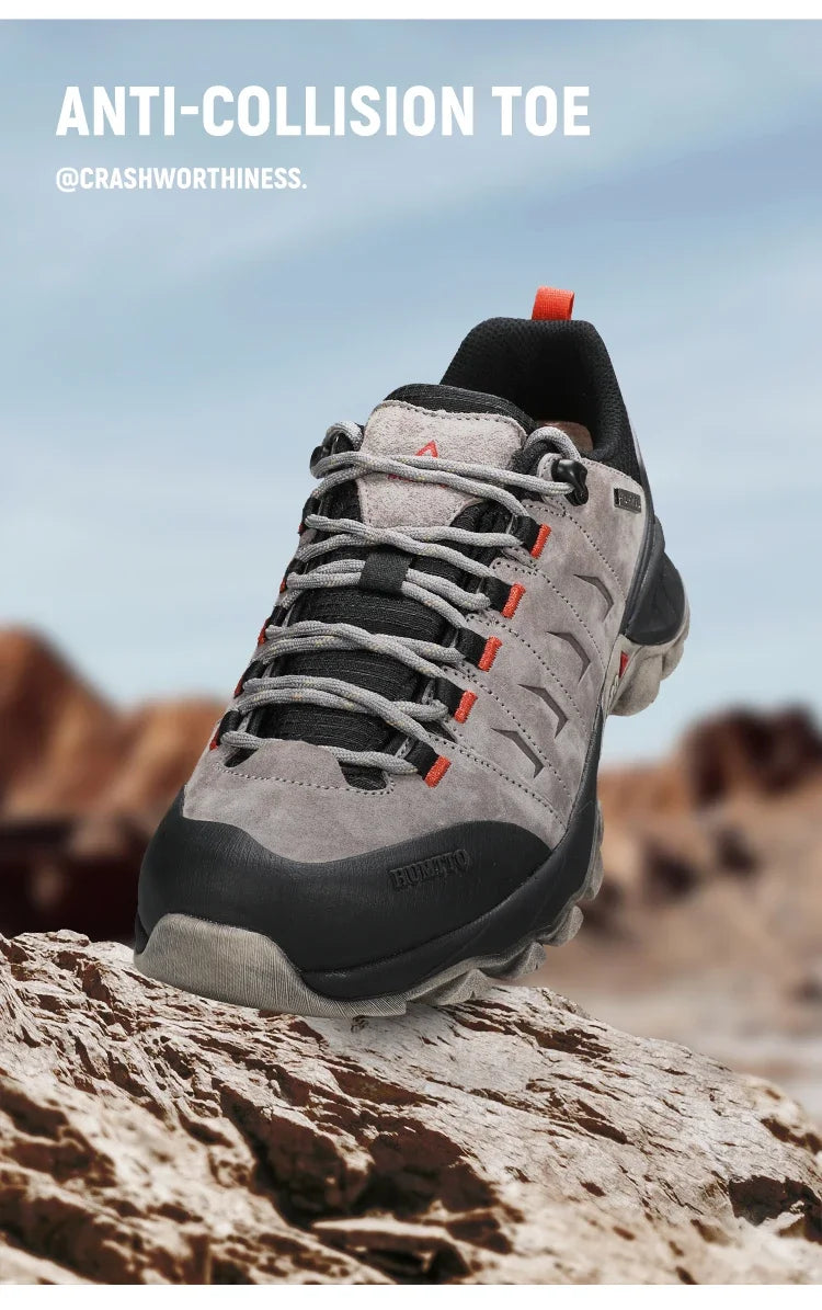 HUMTTO Non-slip Hiking Shoes for Men Genuine Leather Winter Men's Sports Shoes Outdoor Safety Sneakers Breathable Trekking Boots