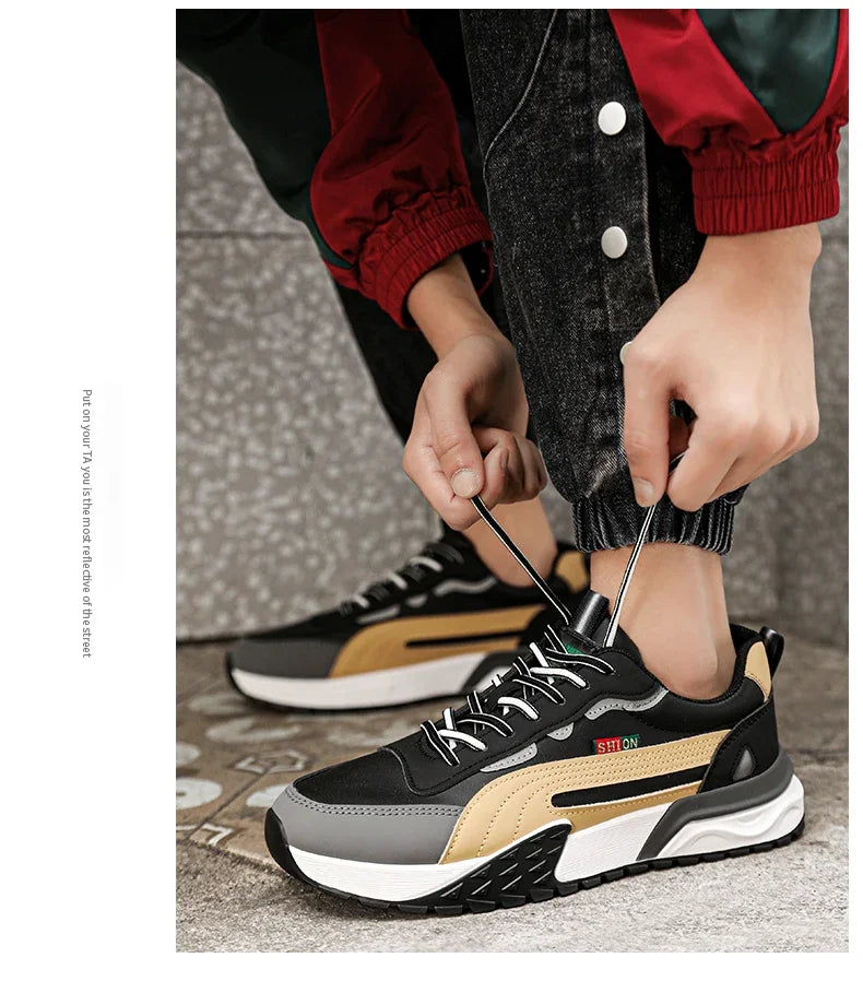 Mens Casual Sneakers Comfortable Soft Bottom Male Trainers Fashion Classic Non-slip Lace-up Tennis Shoes Sport Shoes Man Leather