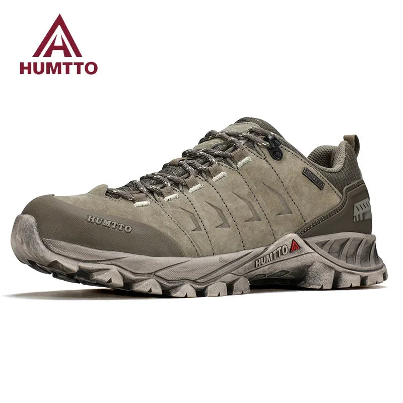 HUMTTO Non-slip Hiking Shoes for Men Genuine Leather Winter Men's Sports Shoes Outdoor Safety Sneakers Breathable Trekking Boots