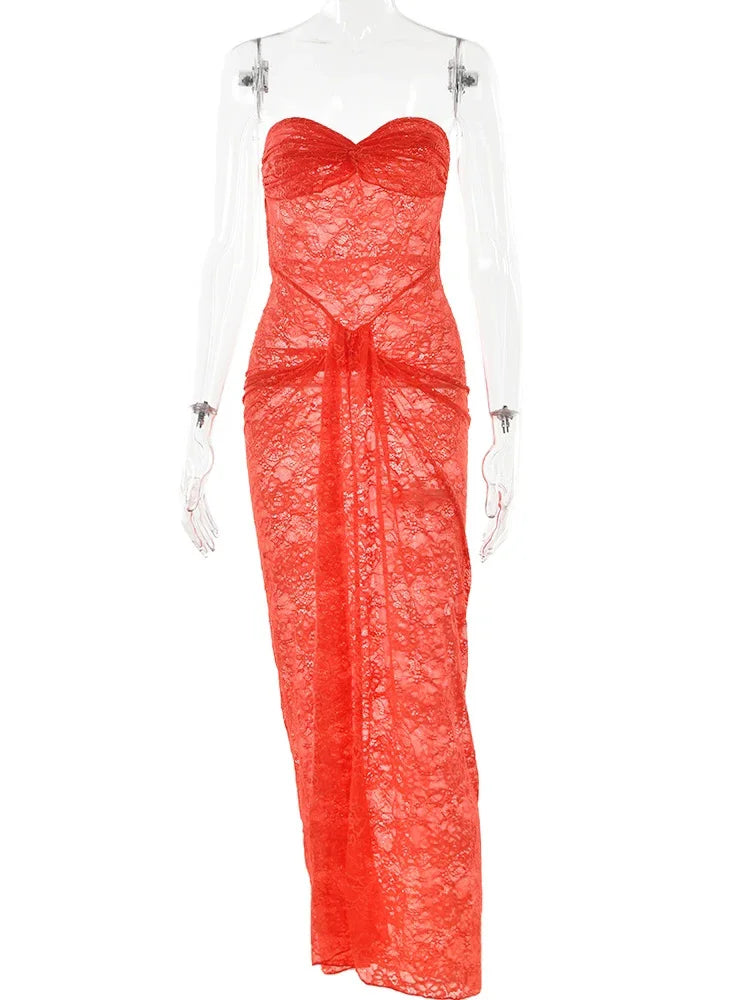 Fantoye Sexy Slim Fit Transparent Lace Bodycon Slash Neck Women Dresses Solid Sleeveless Pullover Female Clubwear