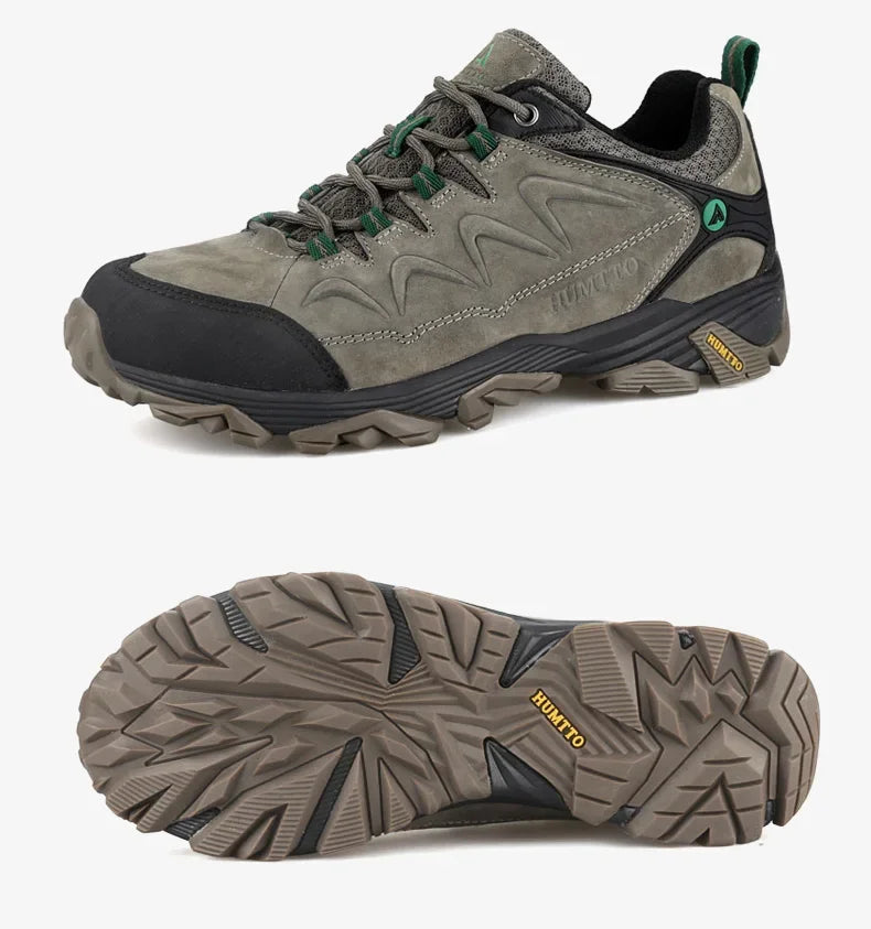 HUMTTO Genuine Leather Men's Sports Shoes Non-slip Hiking Shoes Winter Outdoor Safety Sneakers Breathable Trekking Boots for Men