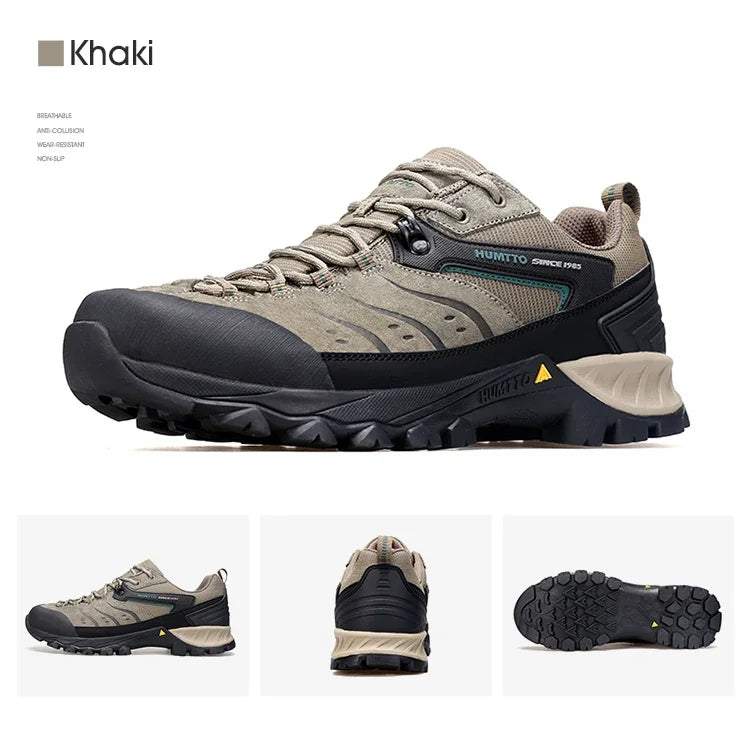 HUMTTO Non-slip Hiking Shoes for Men Genuine Leather Winter Men's Sports Shoes Outdoor Safety Sneakers Breathable Trekking Boots