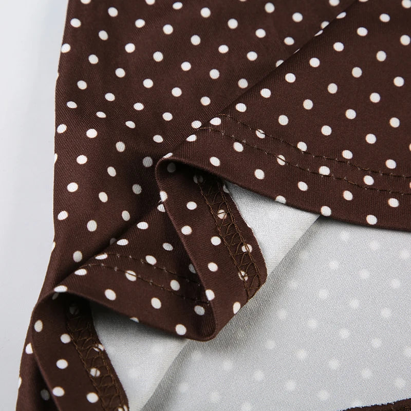 Sleeveless Short Dot Print Women Dresses Slim Fit Elegant Simple Office Lady Trendy Clothes