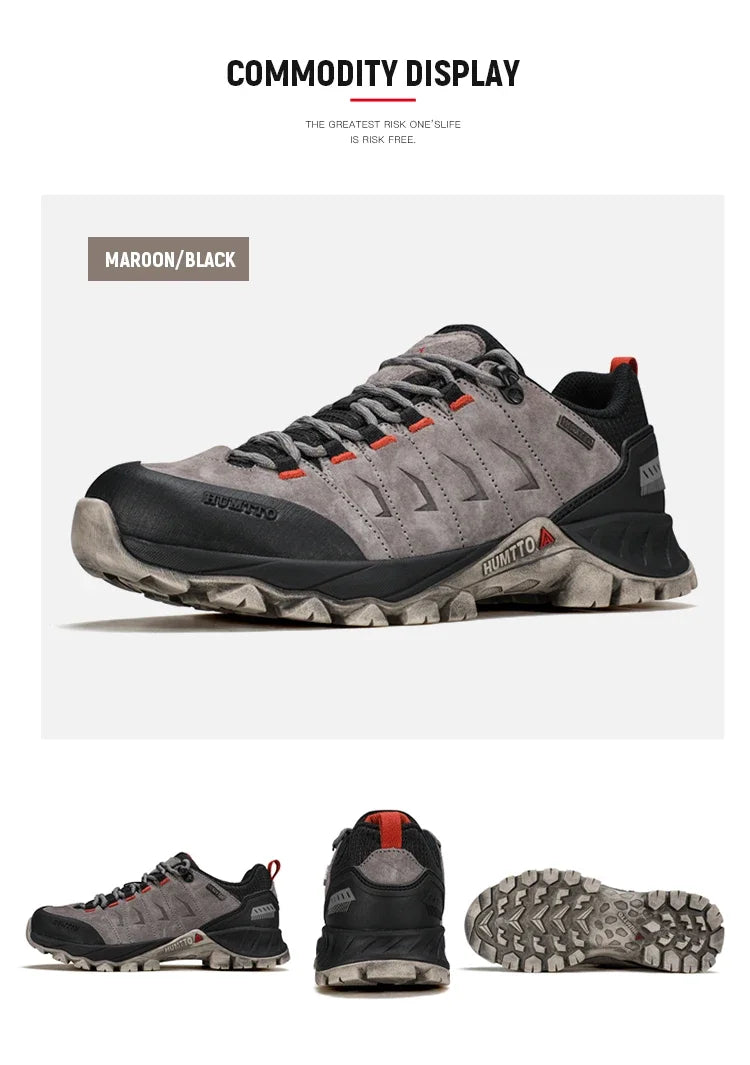 HUMTTO Non-slip Hiking Shoes for Men Genuine Leather Winter Men's Sports Shoes Outdoor Safety Sneakers Breathable Trekking Boots