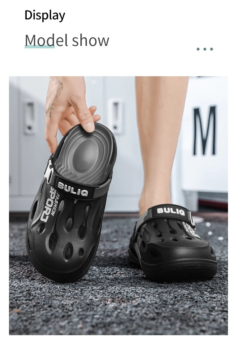 A Pair of Men's New Clogs, Summer New Wear-Resistant Non-Slip Sports Beach Shoes for Outer Wear, Driving Soft Soles, Comfortable Men's Shoes