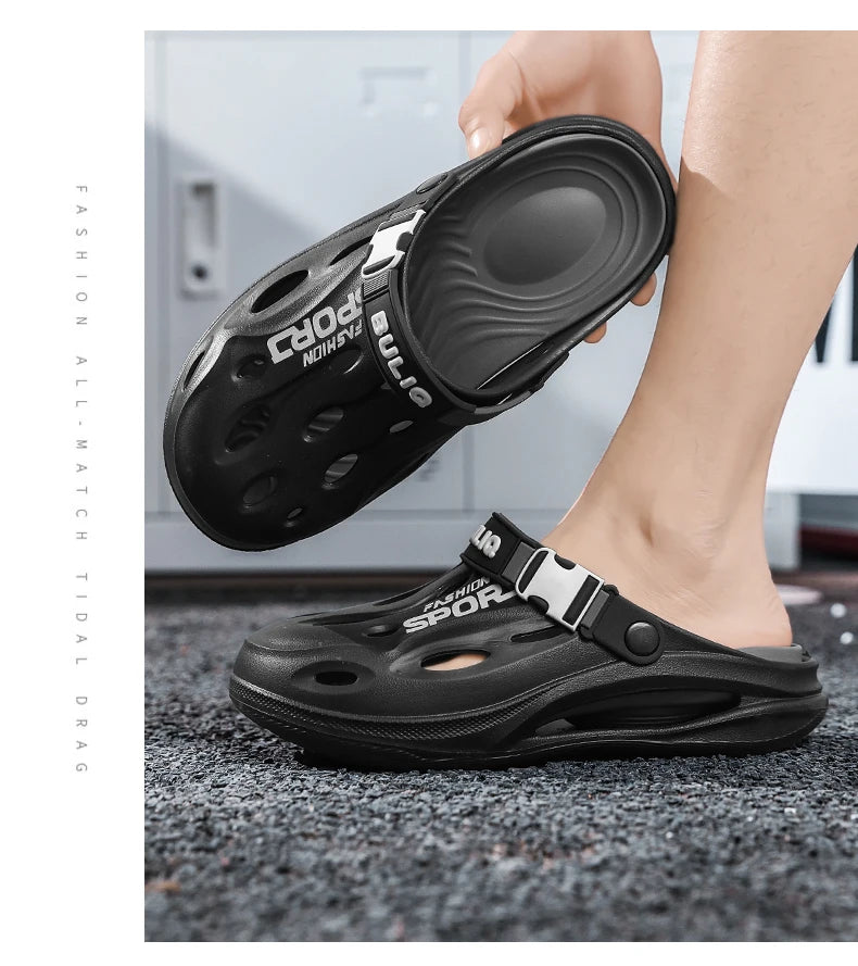 A Pair of Men's New Clogs, Summer New Wear-Resistant Non-Slip Sports Beach Shoes for Outer Wear, Driving Soft Soles, Comfortable Men's Shoes