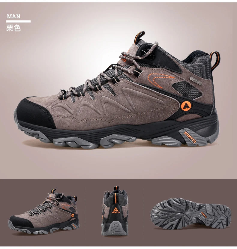 HUMTTO Waterproof Hiking Shoes Leather Outdoor Sneakers for Men Trekking Boots Male Camping Hunting Mens Tactical Ankle Boots