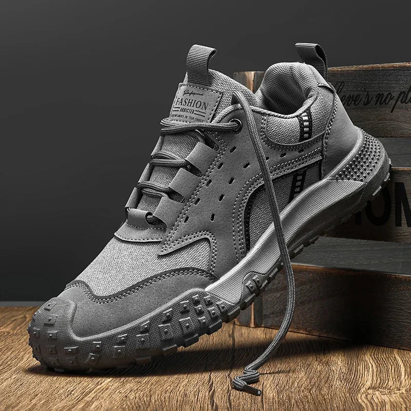 Outdoor Mens Walking Sneakers Men Casual Shoes Wear-resistant Men Hiking Trekking Shoes Suede Sport Shoes Lightweight Work Shoes