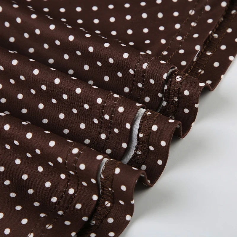 Sleeveless Short Dot Print Women Dresses Slim Fit Elegant Simple Office Lady Trendy Clothes