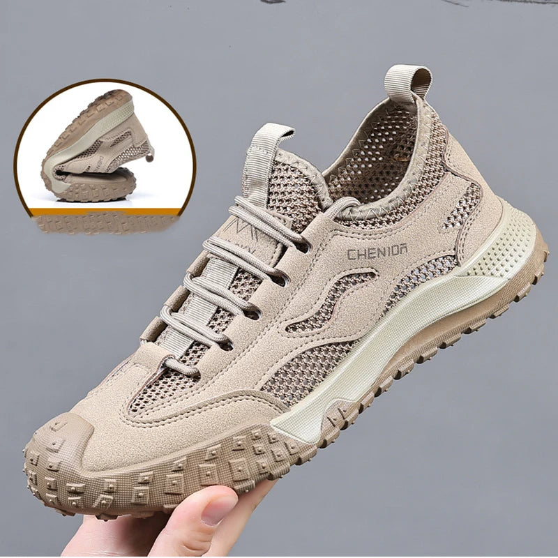 Oulylan Summer Breathable Hollow Wading Shoes Mesh Men Outdoor Hiking Climbing Shoes Sport Non-Slip Sneaker 39-44 Size