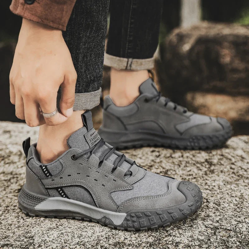 Outdoor Mens Walking Sneakers Men Casual Shoes Wear-resistant Men Hiking Trekking Shoes Suede Sport Shoes Lightweight Work Shoes