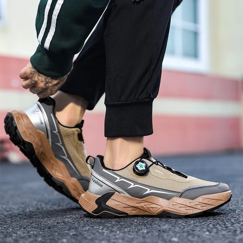 2025 New Mens Shoes Autumn Breathable Button Rotating Mesh Sports Outdoor Sports Leisure Running Hiking Shoes