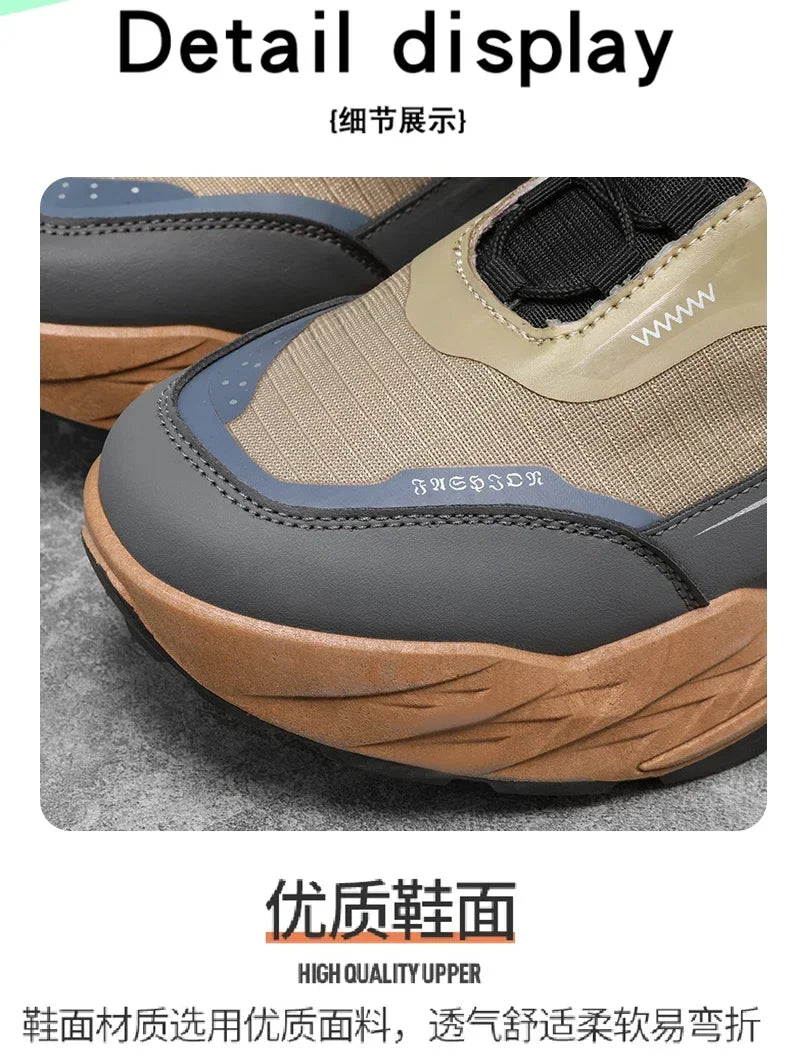 2025 New Mens Shoes Autumn Breathable Button Rotating Mesh Sports Outdoor Sports Leisure Running Hiking Shoes