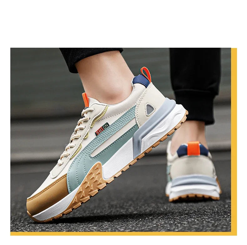 Mens Casual Sneakers Comfortable Soft Bottom Male Trainers Fashion Classic Non-slip Lace-up Tennis Shoes Sport Shoes Man Leather