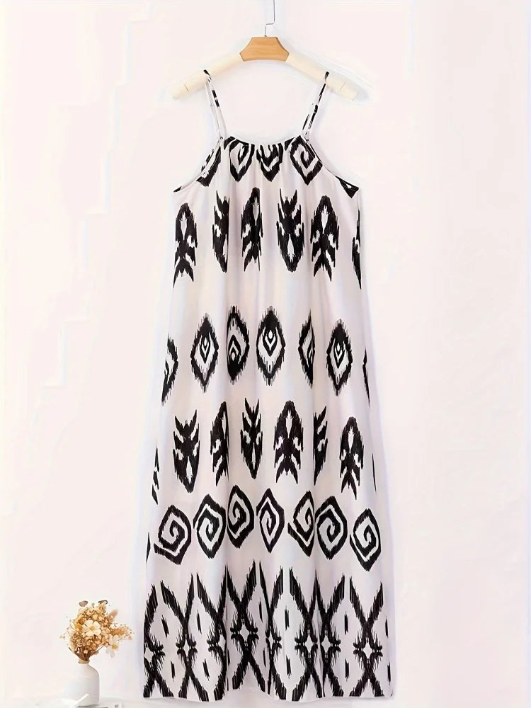 Fashion Summer Sleeveless Beach Women Dresses Print Casual Long Dress Elegant Camisole