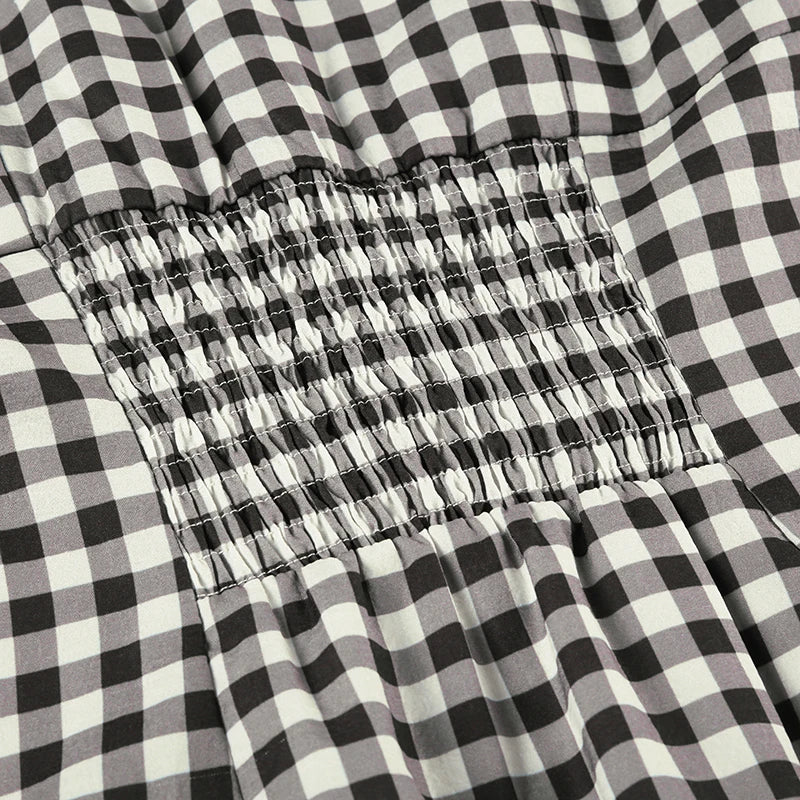 Fashion Simple Plaid Elegant Causal Women Dresses Trendy Chic Button Slim Fit Mini Frock