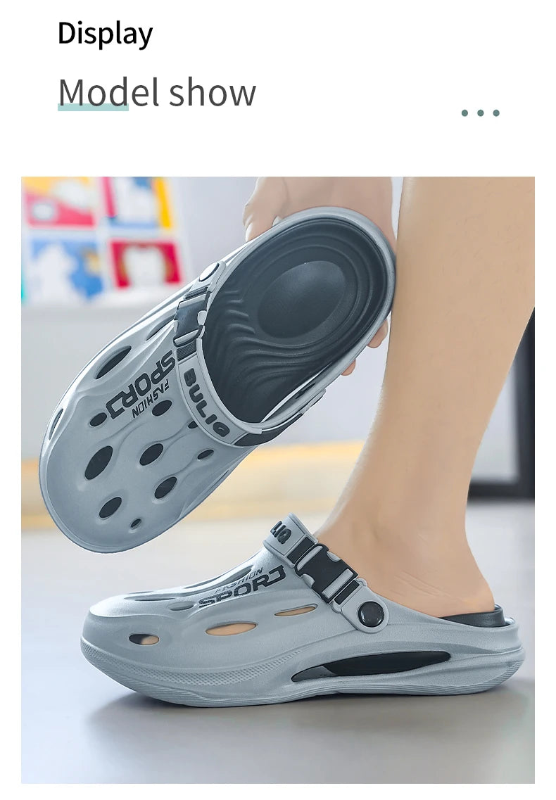A Pair of Men's New Clogs, Summer New Wear-Resistant Non-Slip Sports Beach Shoes for Outer Wear, Driving Soft Soles, Comfortable Men's Shoes