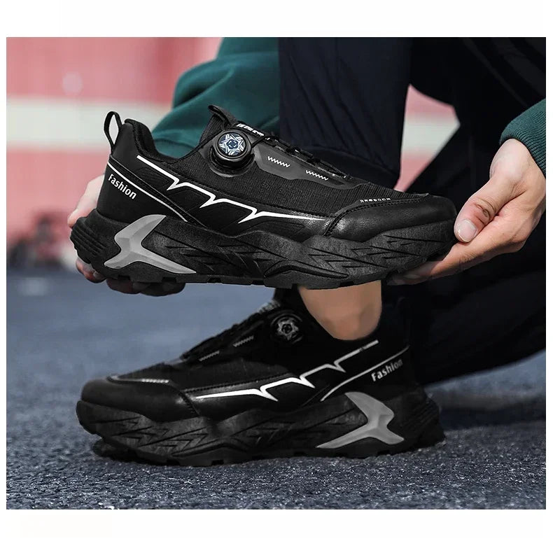 2025 New Mens Shoes Autumn Breathable Button Rotating Mesh Sports Outdoor Sports Leisure Running Hiking Shoes