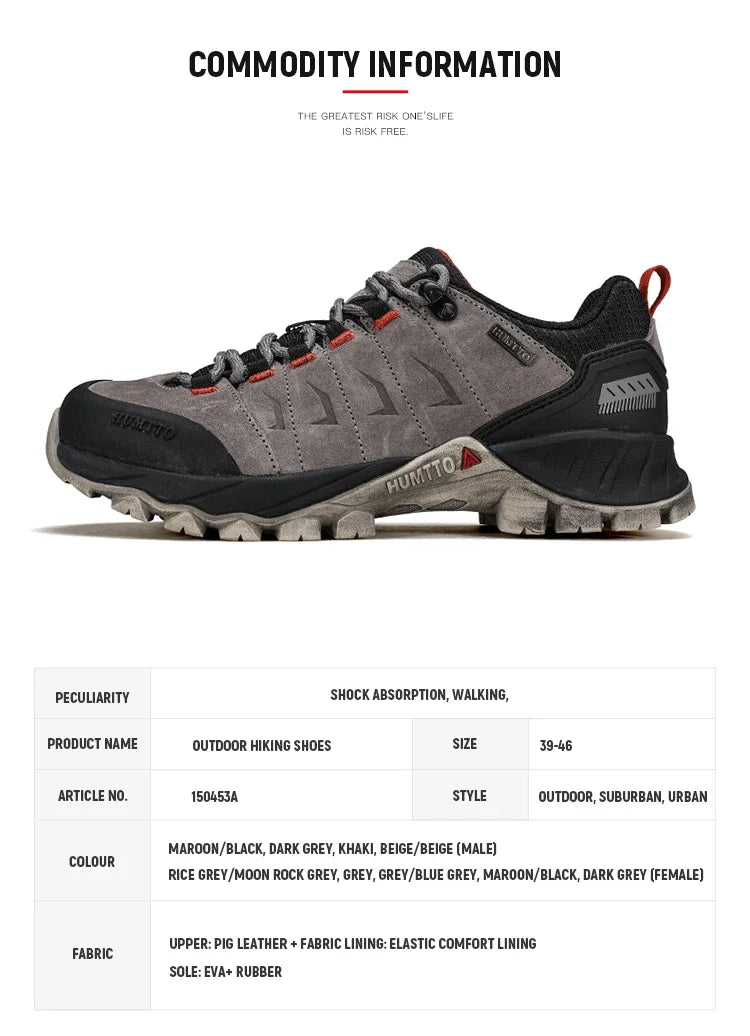 HUMTTO Non-slip Hiking Shoes for Men Genuine Leather Winter Men's Sports Shoes Outdoor Safety Sneakers Breathable Trekking Boots