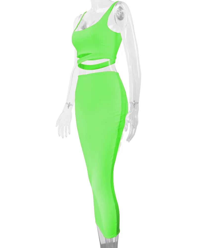 Women Dress Elegant Long Dresses Party Night Dress Women Dresses Woman Female Clothing Sexy Pleated Hollowout Two-piece Dress