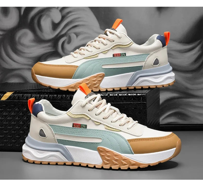 Mens Casual Sneakers Comfortable Soft Bottom Male Trainers Fashion Classic Non-slip Lace-up Tennis Shoes Sport Shoes Man Leather