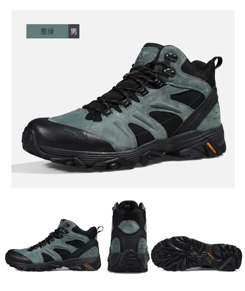 HUMTTO Waterproof Hiking Shoes Leather Outdoor Sneakers for Men Trekking Boots Male Camping Hunting Mens Tactical Ankle Boots