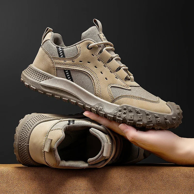 Outdoor Mens Walking Sneakers Men Casual Shoes Wear-resistant Men Hiking Trekking Shoes Suede Sport Shoes Lightweight Work Shoes