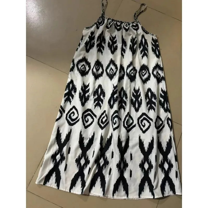 Fashion Summer Sleeveless Beach Women Dresses Print Casual Long Dress Elegant Camisole