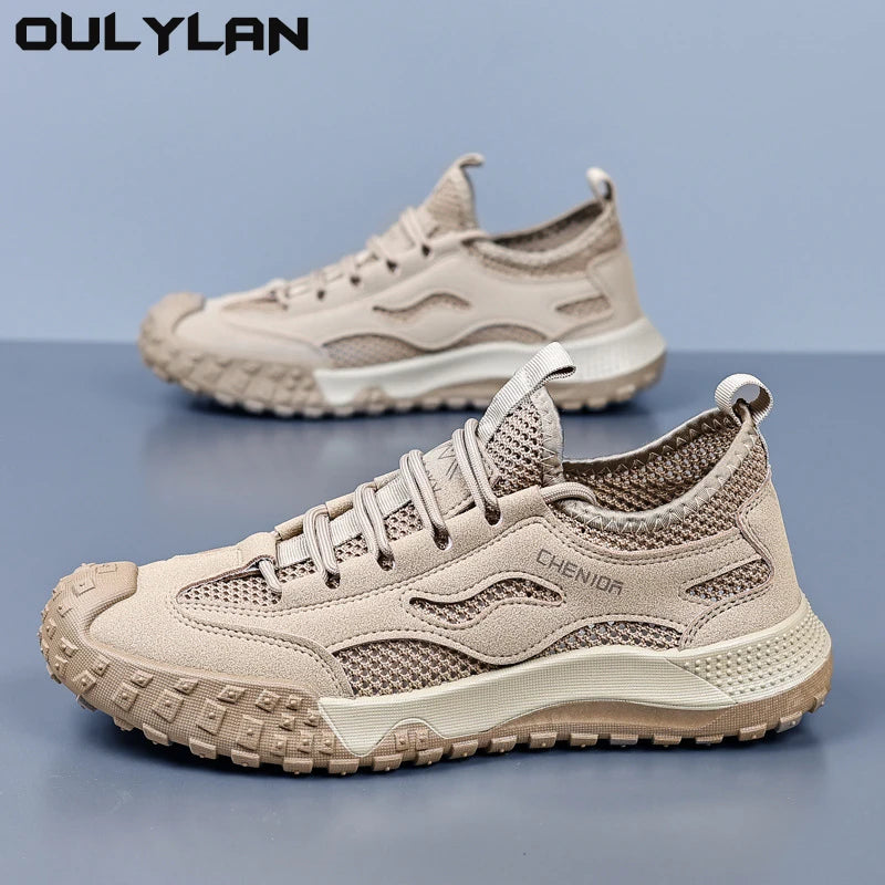 Oulylan Summer Breathable Hollow Wading Shoes Mesh Men Outdoor Hiking Climbing Shoes Sport Non-Slip Sneaker 39-44 Size