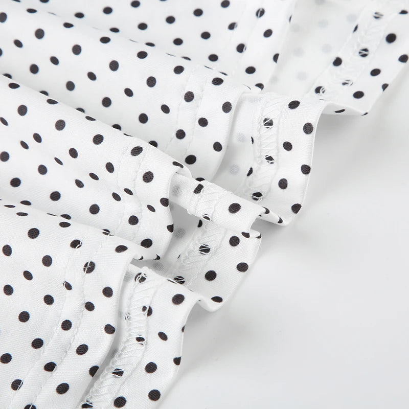 Sleeveless Short Dot Print Women Dresses Slim Fit Elegant Simple Office Lady Trendy Clothes