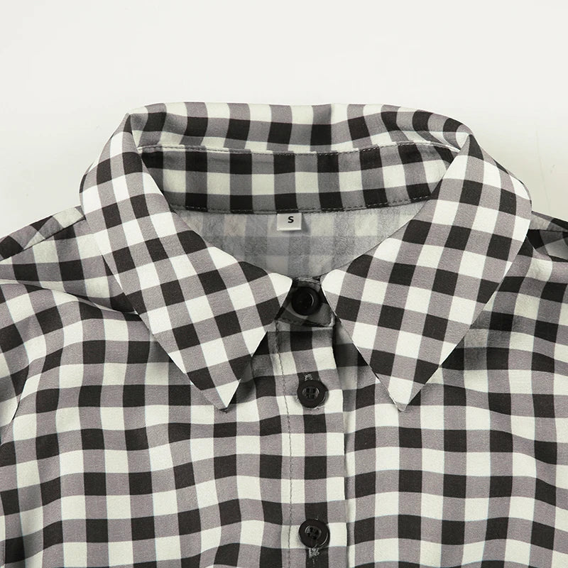 Fashion Simple Plaid Elegant Causal Women Dresses Trendy Chic Button Slim Fit Mini Frock