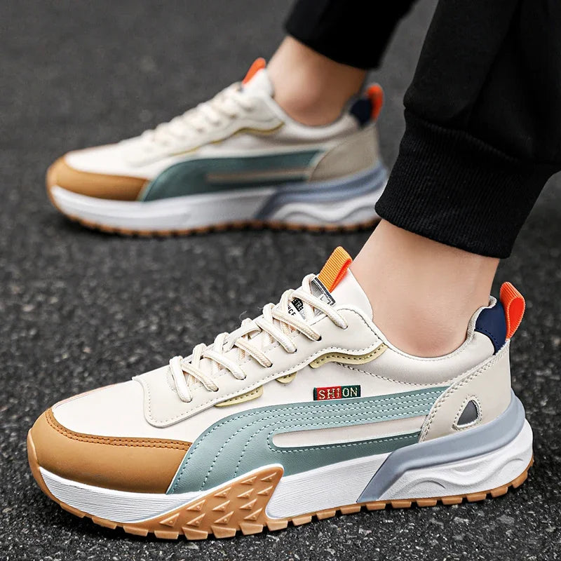 Mens Casual Sneakers Comfortable Soft Bottom Male Trainers Fashion Classic Non-slip Lace-up Tennis Shoes Sport Shoes Man Leather