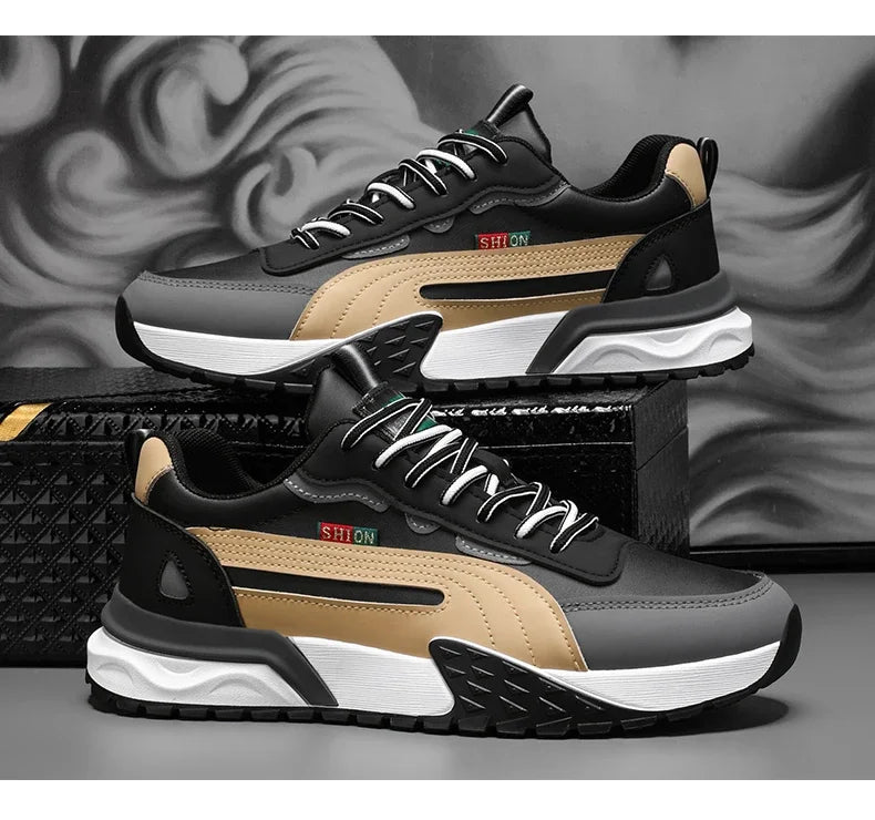 Mens Casual Sneakers Comfortable Soft Bottom Male Trainers Fashion Classic Non-slip Lace-up Tennis Shoes Sport Shoes Man Leather